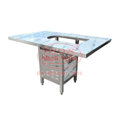 BÀN INOX CÓ Ô ĐẶT BẾP LẨU CHO NHÀ HÀNG
