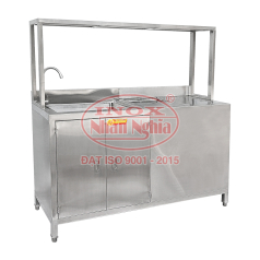 BÀN TỦ INOX CÓ BỒN RỬA VÀ THÙNG ĐÁ GIỮ NHIỆT