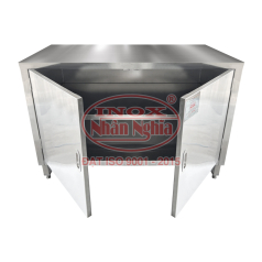 BÀN TỦ INOX NHÀ BẾP 3 TẦNG MẶT CỬA MỞ