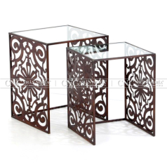 Bàn sắt mặt kính nghệ thuật CNC-219