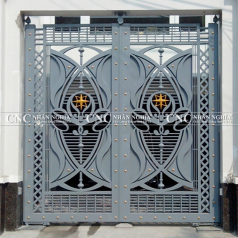 Cửa Cổng Sắt Mỹ Thuật 2 Cánh CNC-014
