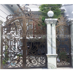 Cửa Cổng Sắt Mỹ Thuật 2 Cánh CNC-016