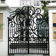 Cửa Cổng Sắt Mỹ Thuật 2 Cánh CNC-018