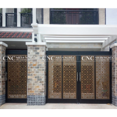 Cửa Cổng Sắt Mỹ Thuật 2 Cánh CNC-019