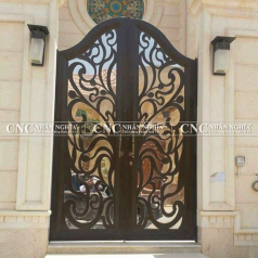 Cửa Cổng Sắt Mỹ Thuật 2 Cánh CNC-022