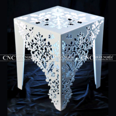 Ghế hoa văn nghệ thuật 4 chân màu trắng CNC-255