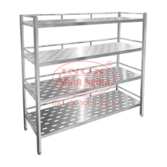 KỆ INOX 4 TẰNG MẶT CÓ DẬP LỖ
