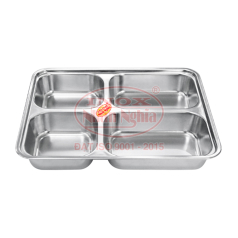KHAY CƠM INOX 4 Ô SÂU 