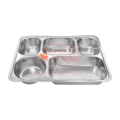 KHAY CƠM INOX 5 Ô  SÂU 