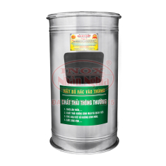 THÙNG RÁC INOX TRÒN NẮP ĐẬY