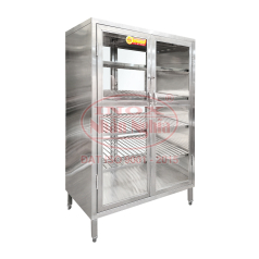TỦ INOX 4 TẦNG SONG - CỬA KÍNH 2 MẶT