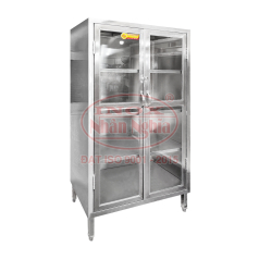TỦ INOX CỦA KÍNH 4 TẦNG MẶT