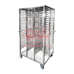 XE ĐẨY KHAY ĂN INOX 3 NGĂN - MẪU 02